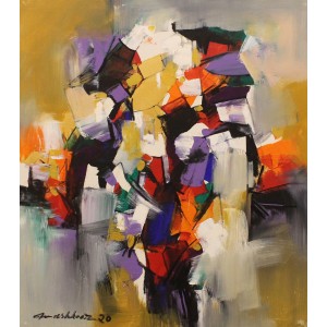 Mashkoor Raza, 30 x 36 Inch, Oil on Canvas, Abstract Painting, AC-MR-392